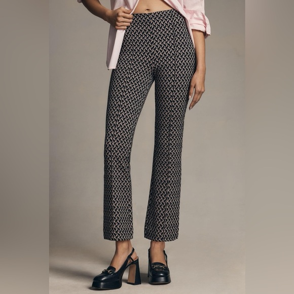 Maeve Pants - MAEVE by ANTHROPOLOGIE NWOT The Margot Kick Flare Cropped Pants in Black Motif